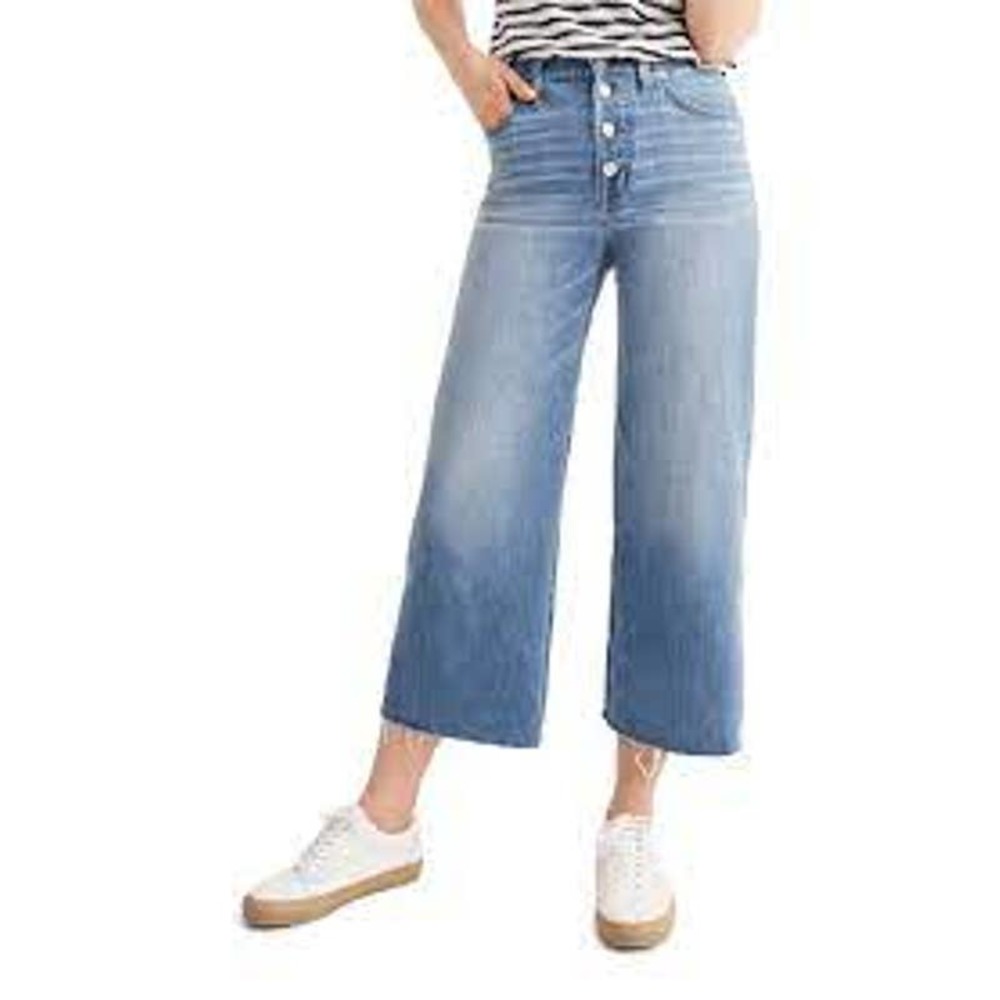 Madewell Wide-Leg Crop Jeans Button-Front Edition Light Wash High Rise 26